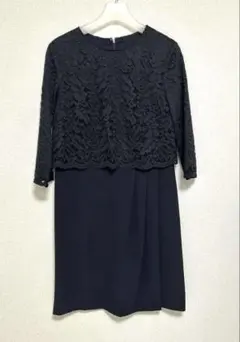 23区　M 38ジョーゼットワンピース　洗えるフォーマルワンピース紺