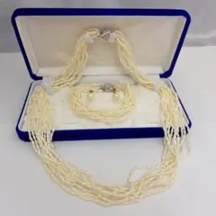 本真珠 パール 豪華10連ネックレス ブレスレット イヤリング 3点まとめて