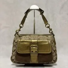 coach ワンショルダー　バッグ キャンバス　スエード ソーホー　ゴールド