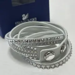 新品 SWAROVSKI ラップブレスレット ホワイト 白 レザー クリスタル