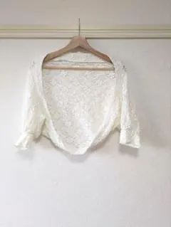 rienda♡アイボリー レース 半袖カーディガン