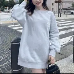 rienda リボンスリーブ裏起毛ミニワンピース