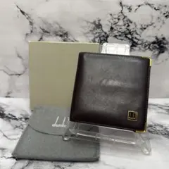(極美品)大人気、ダンヒル、折財布、オールレザー、シボ革、薄型、人気色、茶、金のサムネイル