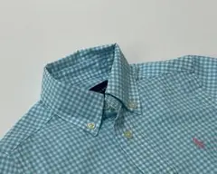 Ralph Lauren 水色チェック ボタンダウンシャツ 3T