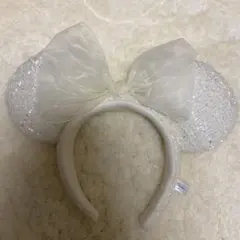 ミニーちゃん カチューシャ ツイード 白