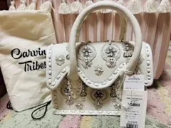 【希少】グレースコンチネンタル カービングトライブス 刺繍 バッグ ホワイト