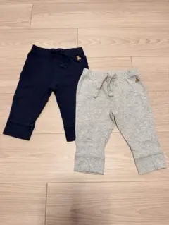babyGAPパンツ2枚セット 70 80 6-12m くま刺繍 ネイビーグレー