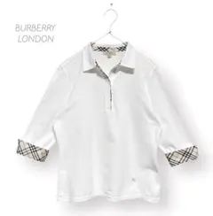 美品 バーバリーロンドン ノバチェック 七分袖 鹿子 ポロシャツ
