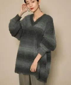 KBF グラデーションワイドニット　セーター　グレー