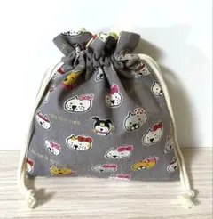 感謝価格 猫柄 巾着 ハンドメイド 小物入れ - メルカリ