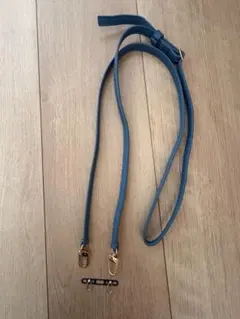 ブルー　ショルダーストラップ 合成皮革 スマホホルダー　2口