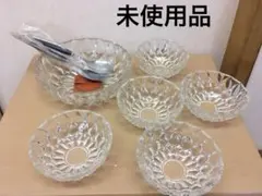 昭和レトロ　TOYO GLASS くじゃくサラダセット　クリスタル食器セットのサムネイル