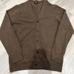 プレミアムラムVネックカーディガン 茶色 カーディガン L 男女兼用 ユニクロ