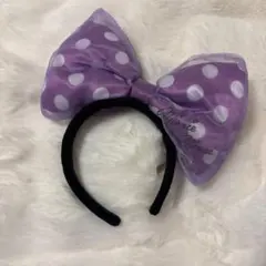ミニーマウス風紫色水玉カチューシャ