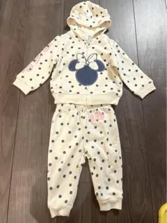 GAP ギャップベビー パーカー ミニー 白　ドット スウェット　セットアップ