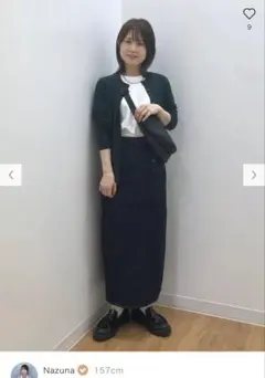 UNIQLO ネイビーデニム パネルロングスカート