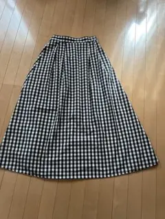 ギンガムチェック ロングスカート ブラック/ホワイト