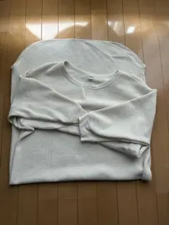 ユニクロ　カットソーワッフルワンピース