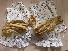 姉妹セット　チェリー柄 浴衣 甚平　90 120