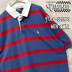 【激レア☆EURO輸入90s】ラルフローレン刺繍ボーダーポロシャツ メンズ2XL