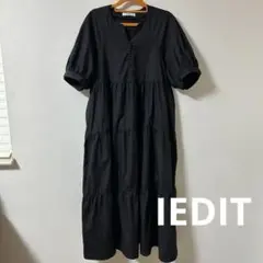 美品♡ IEDIT パフスリーブキーネックティアードワンピース LLサイズ