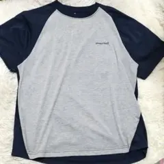 【匿名配送】モンベル　mont-bell　半袖Tシャツ　グレー×ネイビー　XL