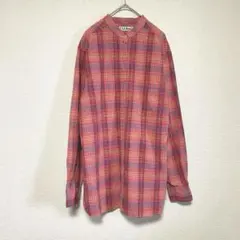 ks76 L.L.Bean/長袖チェックシャツ/トップス/ピンクオレンジ