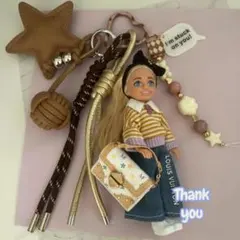 チェルシードールチャーム　バッグチャーム　デニムサロペットスカート SOLリメイク』Sears Flower刺繍 デニムサロペットスカート W32