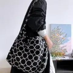 ハンドメイド ショルダーバッグ ミナペルホネン タンバリン ブラック×ホワイト