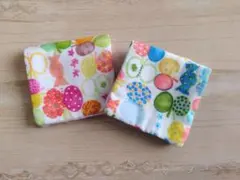 ハンドメイド*8重ガーゼハンカチ2枚セット*ハーフサイズ*リボンちょうちょ