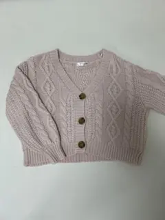 ピンク ケーブルニット カーディガン