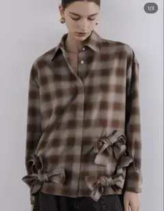 美品⭐️Sov. 2024年シルクオーガンジーチェックブラウス 定価42,900円