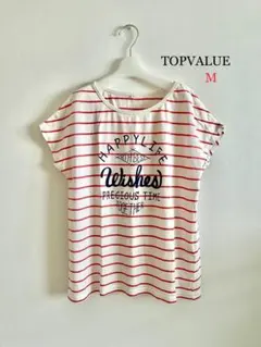 【TOPVALU】トップバリュー レディース ボーダー Tシャツ ドルマン Mのサムネイル
