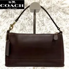 オールドコーチ　アクセサリーポーチ　グラブタンレザー　ダークブラウン