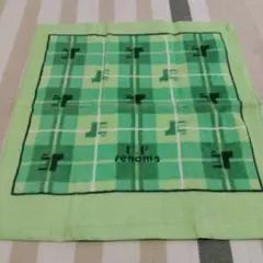 renoma チェック柄 ハンカチ 緑 約34cm