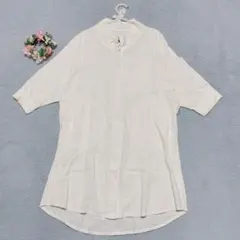 【ファヴォリ】リネンブレンド シャツチュニック 比翼ボタン シャツワンピースのサムネイル