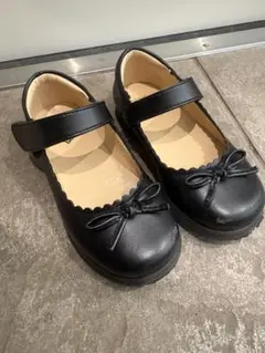 キッズ フォーマルシューズ 16cm ブラック リボン 発表会 入学式
