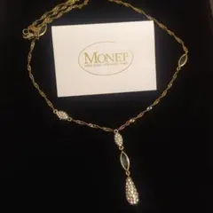 MONET ネックレス ゴールドカラー ラインストーン モネ グリーン 