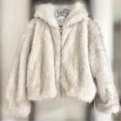 ファーフードブルゾン OLIVE des OLIVE オリーブデオリーブ 白 冬