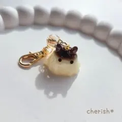 プリンめんだこ レジンチャーム 大 キーホルダー めじるしアクセサリー スイーツ