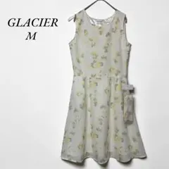 《グラシア》GLACIER 未使用　花柄ノースリーブワンピースM黄色×白　上品