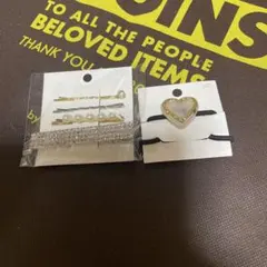 ☆新品☆3coinsヘアピン(550円)＆ハート型ヘアゴム☆エコバッグ付き☆