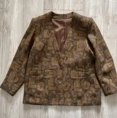 ジャケット　コート　襟なし　アウター　レトロ　古着