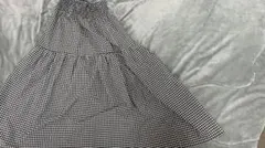 フレアロングスカート ブラック・ホワイトギンガムチェック