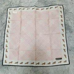 【希少・未使用】バーバリー ハンカチ ダックスフンド 犬柄 ピンク ノバチェック
