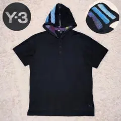 希少　Y-3　ヨウジヤマモト　adidas　半袖パーカー　黒　スリーラインのサムネイル