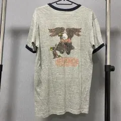 希少　70s Hanes リンガーT 染み込みプリント　シングルステッチ　USA