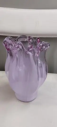 ピンク ガラス 花瓶 フリルエッジ 北一硝子 一輪挿し フラワーベース