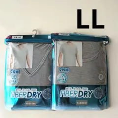 FIBER DRY 半袖Vネック・クルーネック メンズインナーLL2枚組✕ 2袋