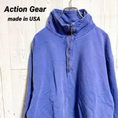 90s USA製 Action Gear ハーフジップ スウェット フェード